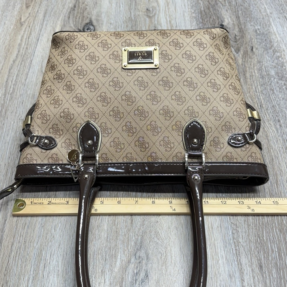 ☆ Guess Logo Print Satchel Handbag Purse + Wallet Brown Multicolor Please Read - Picture 16 of 16